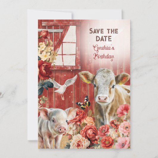 Farmland Chic Save the Date Card Einladung (Vorderseite)