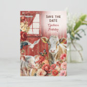 Farmland Chic Save the Date Card Einladung (Stehend Vorderseite)