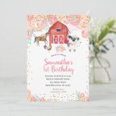 Farmmädchen-Geburtstags-Einladungs-Rosa-Pfirsich Einladung (Stehend Vorderseite)