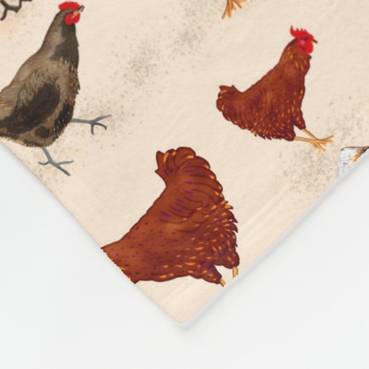 Farmouse Hen | Monogramm Blanken Hühner Fleecedecke (Ecke)