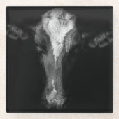Farms B&W Cow Head Shot Glasuntersetzer (Vorderseite)