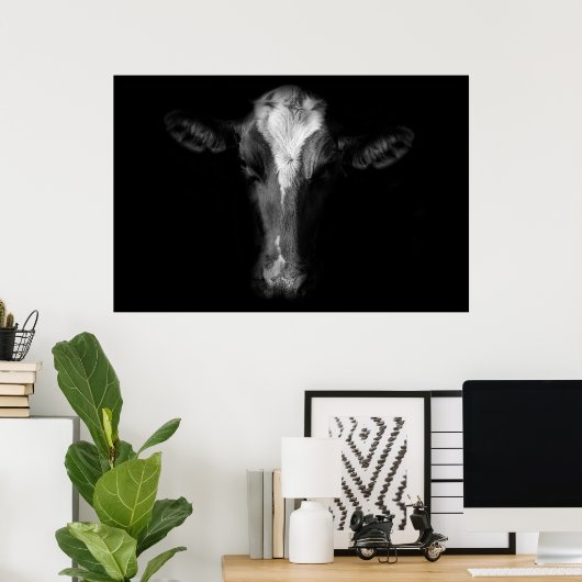 Farms | B&W Cow Head Shot Poster (Heimbüro)