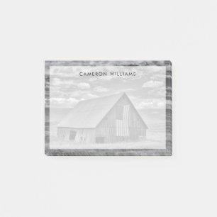 Farms BW   American Flag Barn Scene Post-it Klebezettel