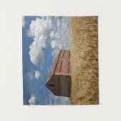 Farms | Old Red Barn in Wheat Field Wandteppich (Vorderseite)