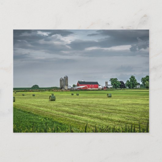 Farms | Red Barn & Silo in Spring Postkarte (Vorderseite)