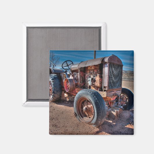 Farms Rusty Antique Tractor Magnet (Vorderseite/Rückseite)