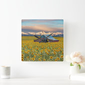 Farms | Sunflower Field Quadratische Wanduhr (Zuhause)