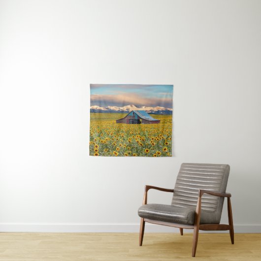 Farms | Sunflower Field Wandteppich (Beispiel (Horizontal))