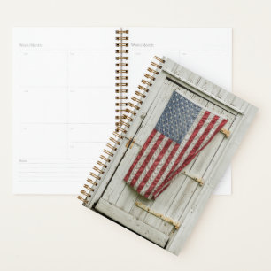 Farms   White Barn Door With American Flag Planer
