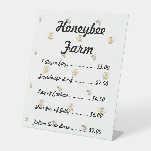 Farmstand Product Sign Template Honeybee Theme Sockelschild (Vorderseite)