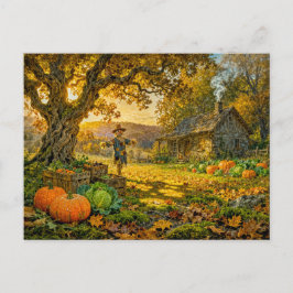 Farmstead Cottage at Harvest Time Postkarte
