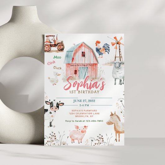 Farmtastic Barnyard Animals Kindergeburtstag Einladung