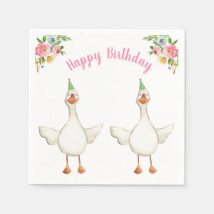 Farmtier Gänse Mädchen Geburtstag Barnyard Rosa Serviette
