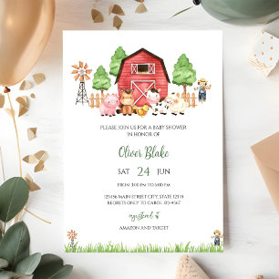 Farmtiere-Babyshower auf dem Bauernhof Einladung