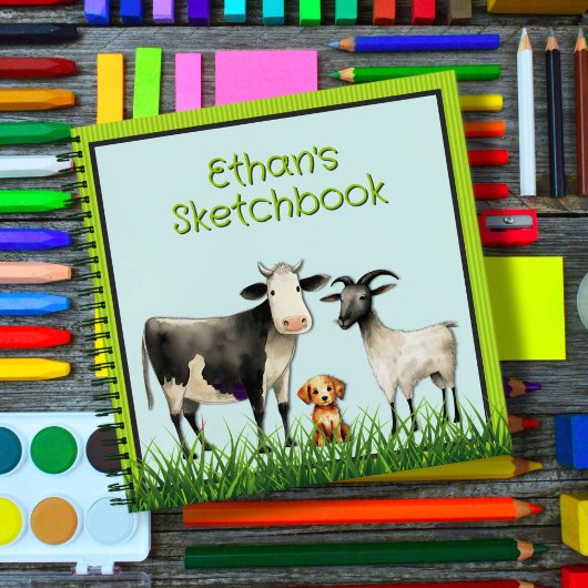 Farmtiere Kinder Personalisiert Sketchbook Journal Notizblock