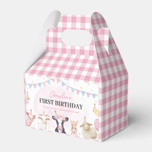Farmtiere Pink Girl First Birthday Gefallen Box Geschenkschachtel