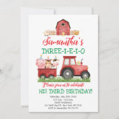 Farmtiere Red Boy Barnyard Geburtstagspartei Einladung (Vorderseite)