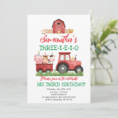 Farmtiere Red Boy Barnyard Geburtstagspartei Einladung (Stehend Vorderseite)