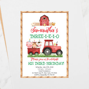 Farmtiere Red Boy Barnyard Geburtstagspartei Einladung
