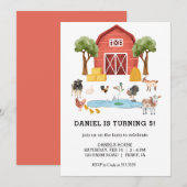 Farmtiere Wasserfarben Kinder Geburtstagsparty Einladung (Vorne/Hinten)