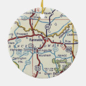 Farmville VA Vintage Karte Keramik Ornament (Hinten)