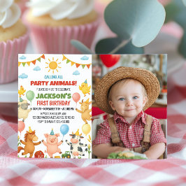 Farmyard Animals Birthday Party Photo Invitation Dankeskarte