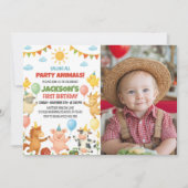 Farmyard Animals Birthday Party Photo Invitation Dankeskarte (Vorderseite)