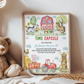 Farmyard Animals Birthday Party Time Capsule Sign Poster