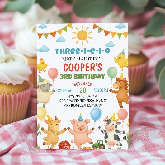 Farmyard Animals Kids Birthday Party Invitation Einladung