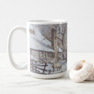 FARMYARD IM WINTER 1786 Vintage Kunst Tasse