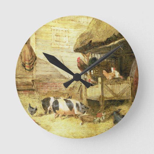 Farmyard Scene Runde Wanduhr (Vorderseite)
