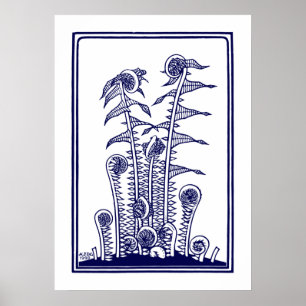 Farn (1920) von Julie de Graag Vintage Holzschnitt Poster