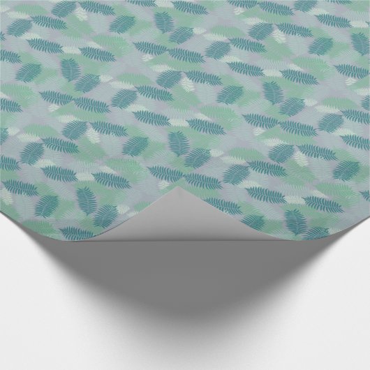 Farn Blätter Muster auf hellgrau Geschenkpapier (Ecke)