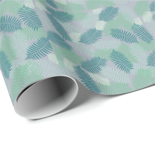Farn Blätter Muster auf hellgrau Geschenkpapier (Rolleneckpunkt)