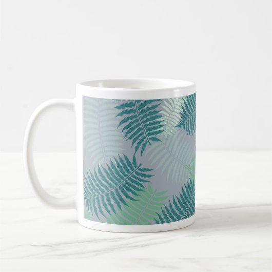Farn Blätter Muster auf hellgrau Kaffeetasse (Links)