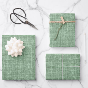 Farn Grün Leinen Geschenkpapier Set