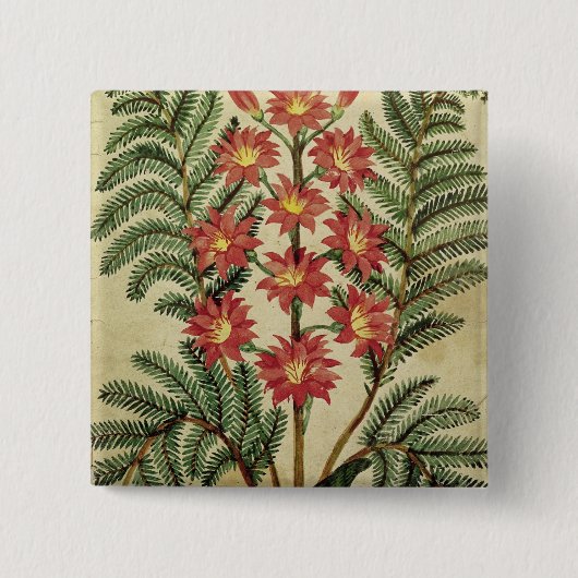 Farn mit den roten und gelben Blumen Button (Vorderseite)