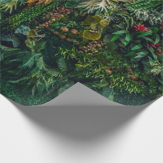 Farn und Pflanze an der Wand dekoriert Geschenkpapier (Ecke)