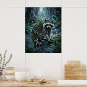 Farn Waschbär Wald Schabernack Poster (Küche)