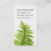 Farnblatt, exotische Pflanze, Blumengeschäftskarte Visitenkarte (Rückseite)
