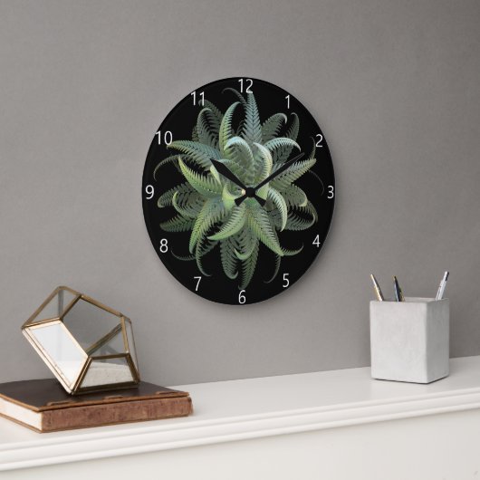 Farnblüten-Fraktal Große Wanduhr (Büro)