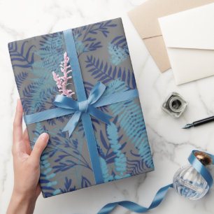 Farne in Blau und Türkis Geschenkpapier