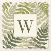 Farne Muster individuelles Monogramm Untersetzer (Vorderseite)