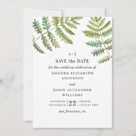 Farnfarn. Waldpflanzenhochzeit Save The Date