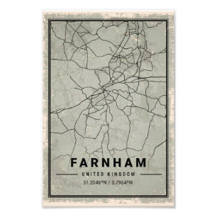Farnham united kingdom map print poster canvas