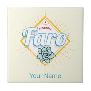 Faro Algarve Portugal Retro Sukkulenten Vintage Fliese