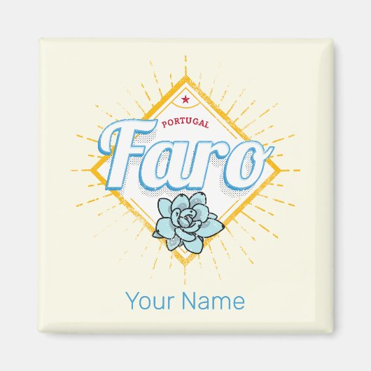 Faro Algarve Portugal Retro Sukkuline Vintag Magnet (Vorne)