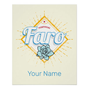 Faro Algarve Portugal Retro Sukkuline Vintag Poster