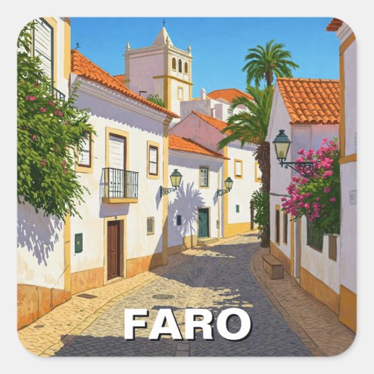 Faro Algarve Quadratischer Aufkleber (Vorderseite)