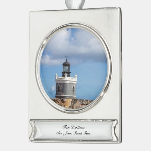 Faro Leuchtturm Banner-Ornament Silber (Links)